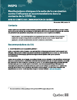 Manifestations cliniques à la suite de la vaccination contre l’influenza et recommandations dans le contexte de la COVID-19