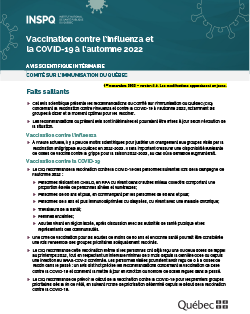 Vaccination contre l’influenza et la COVID-19 à l’automne 2022